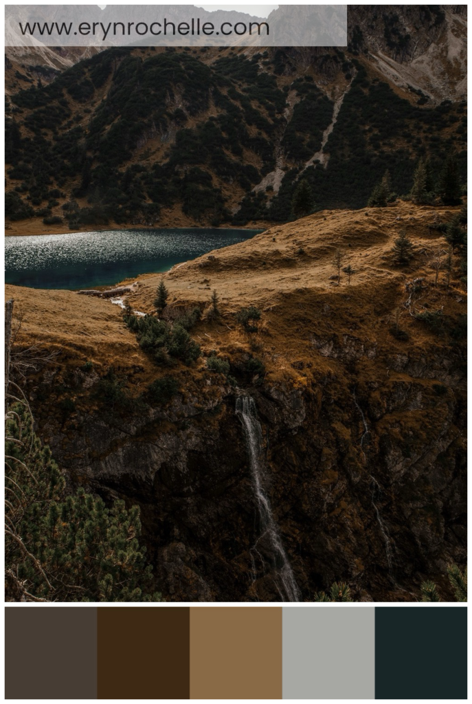 Daytime photograph of waterfalls surrounded by lush greenery, with cascading water and earthy tones illustrating the beauty of natural landscapes.